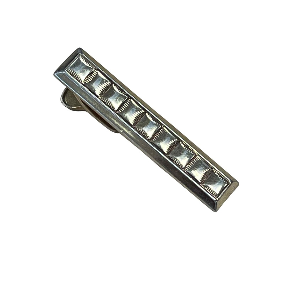Vintage Hickok USA Silver Tone Tie Clip With Faux Diamonds